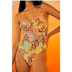 Farm Rio Colorful Gingham One-Piece Swimsuit
